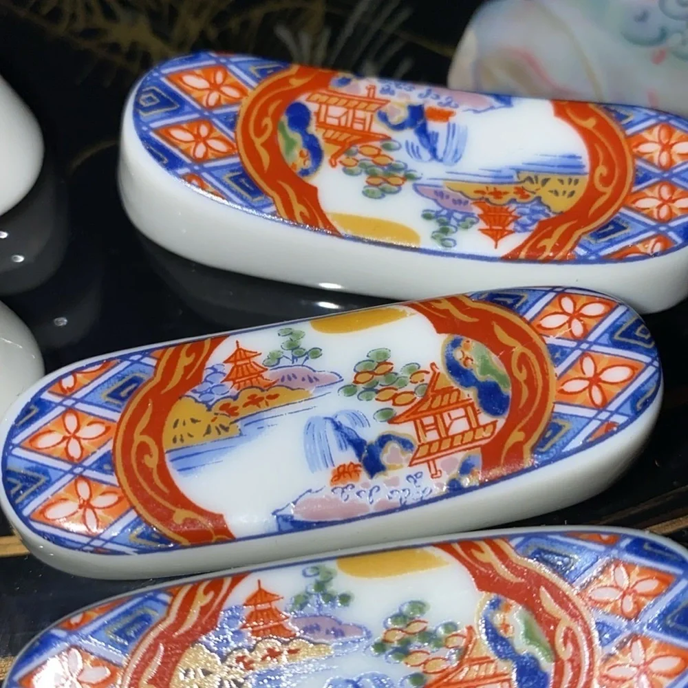 Vintage Imari Japan Chopstick holders set of 6